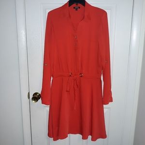 Red skater shirt dress